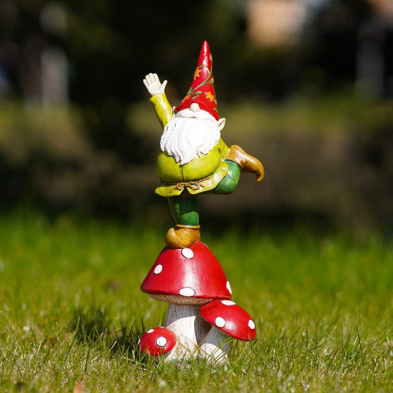 Topadorn Vegetable Garden Gnome Standing on Mushroom, Outdoor Decor for Yard & Patio, Funny Christmas & Holiday Statue Gift - Image 3